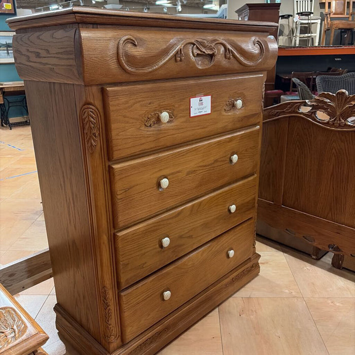 LW Oak 5-Drawer Tallboy Dresser(BTK)