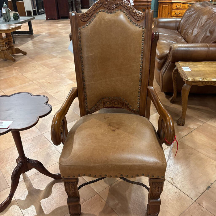 Leather/NH DW Carved Chair(SK)