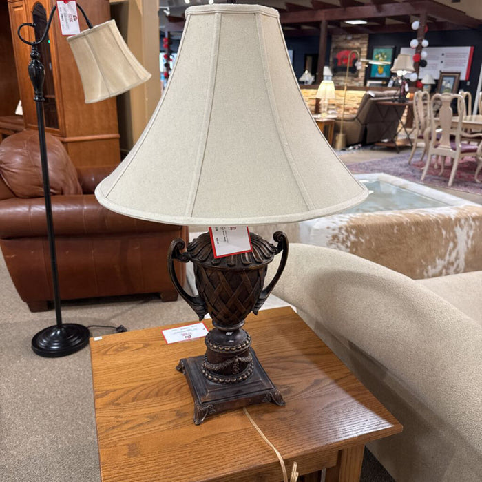 Ornate Brown Metal Table Lamp(AT)