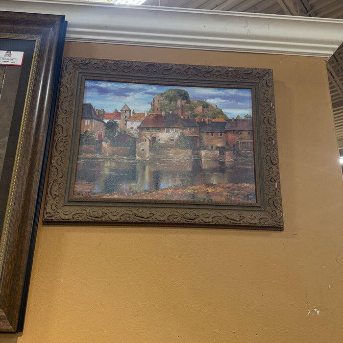 Ornate Framed Riverside Houses Art(SK)
