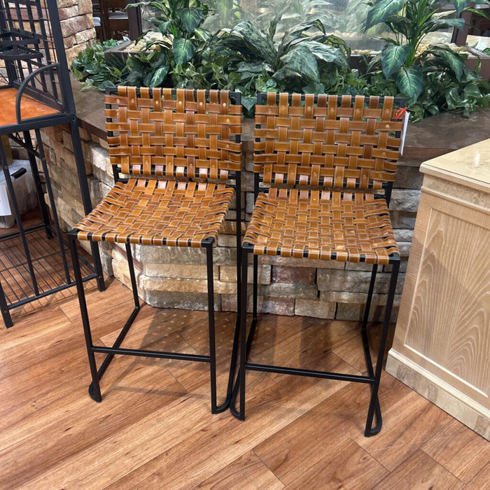 S/2 Leather + Metal Barstools (LAI)
