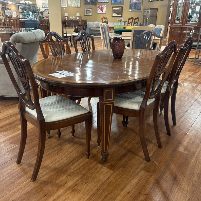 Antique Brown Table w/ 6Ch + 1L (AMK)