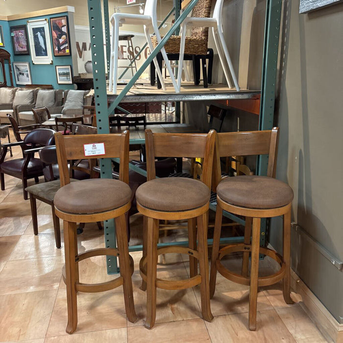 S/3 Wood/Microfiber Barstools(BAH)