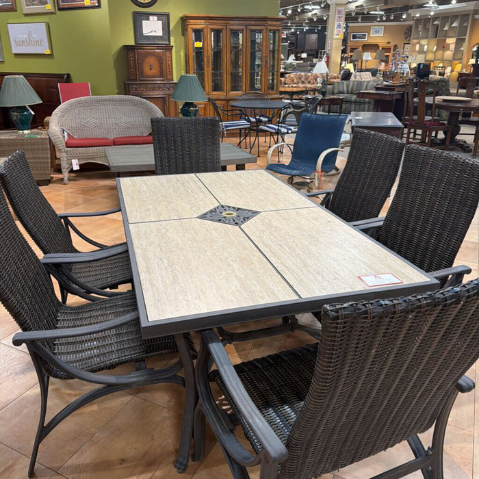 Stone Inlay Patio Table w/ 6CH's(ATH)