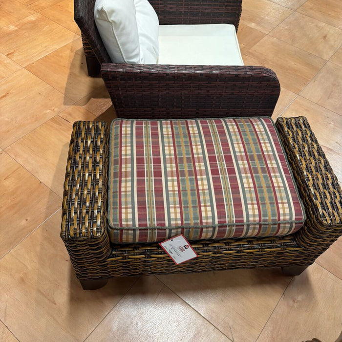 Plaid Wicker Ottoman (BT)