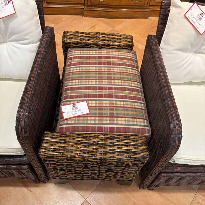 Plaid Wicker Ottoman (BT)