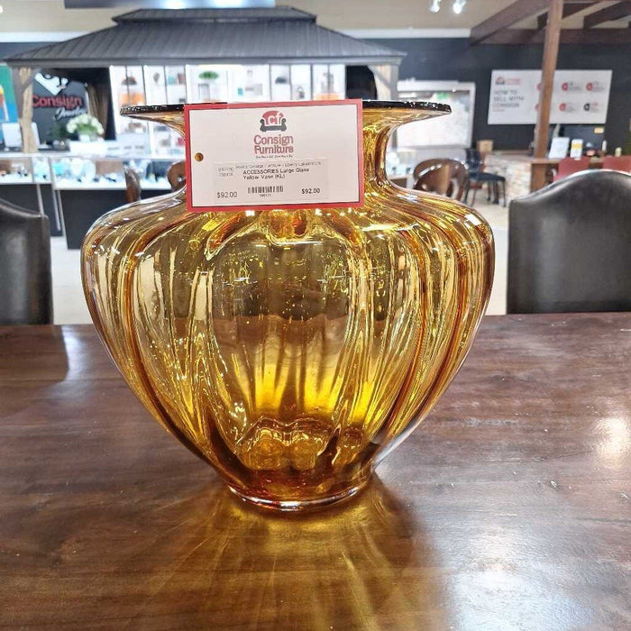 Large Glass Yellow Vase (KL)