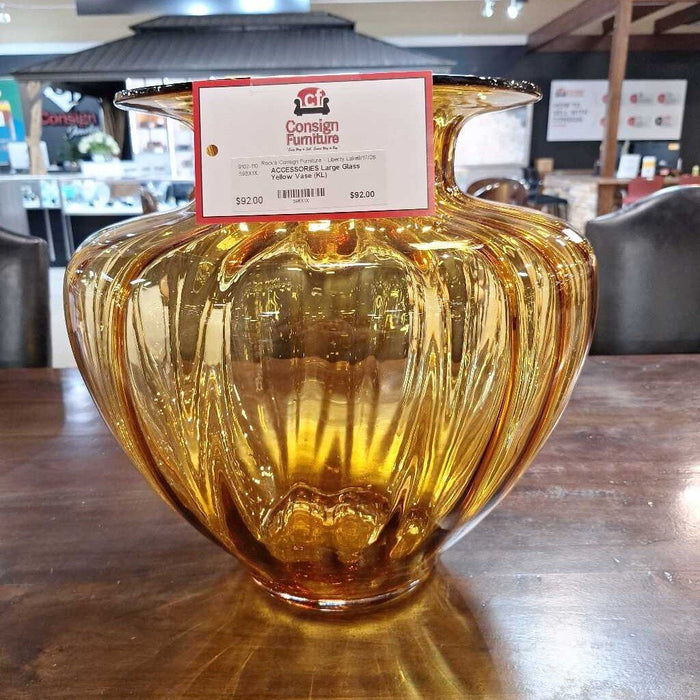 Large Glass Yellow Vase (KL)