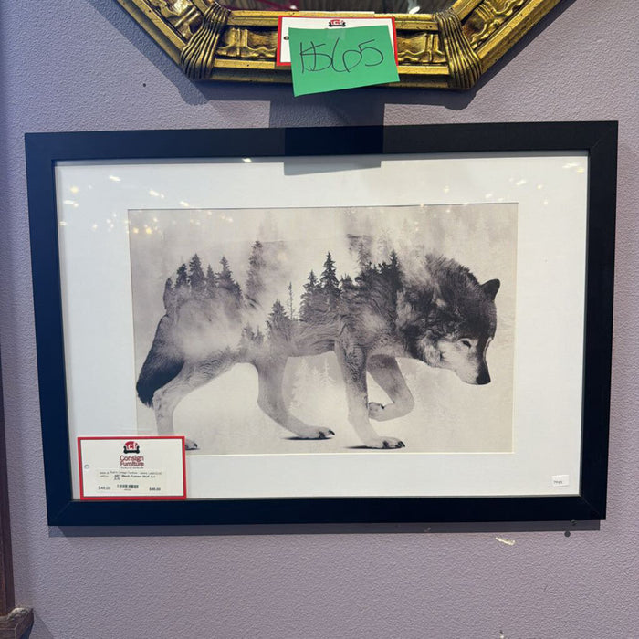 Black Framed Wolf Art (LS)