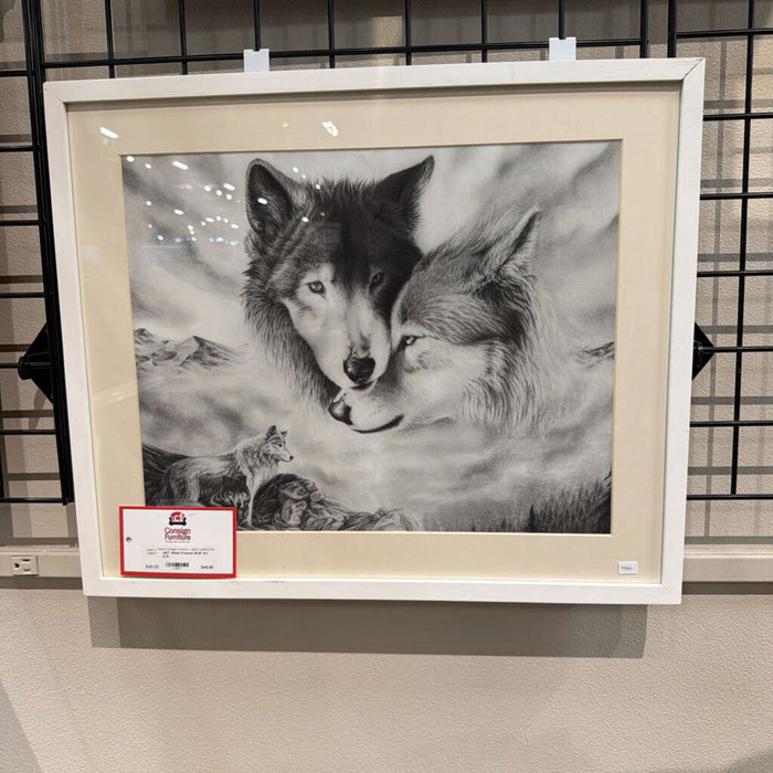 White Framed Wolf Art (LS)