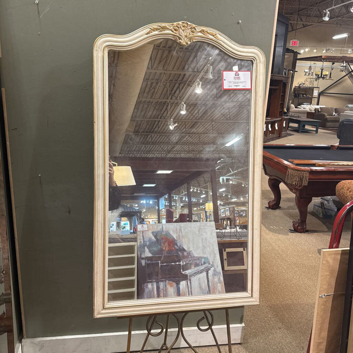 white floral framed mirror
