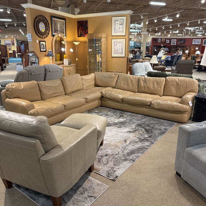 2PC Tan Leather Sectional(MKH)