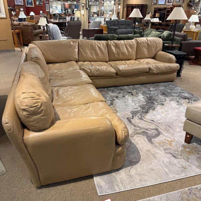 2PC Tan Leather Sectional(MKH)