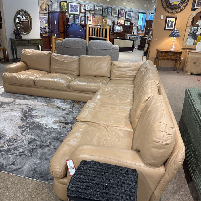 2PC Tan Leather Sectional(MKH)