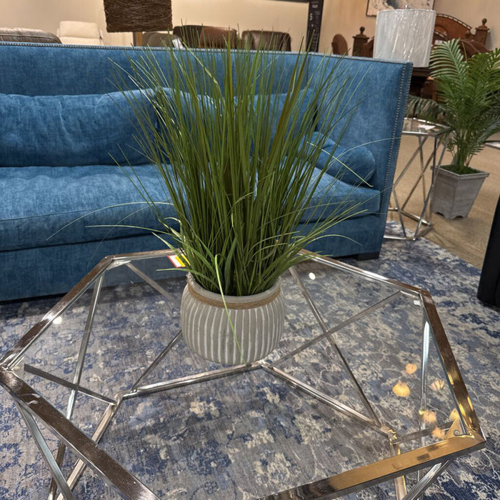 Tan Ceramic Vase w/ Faux Plant(AT)