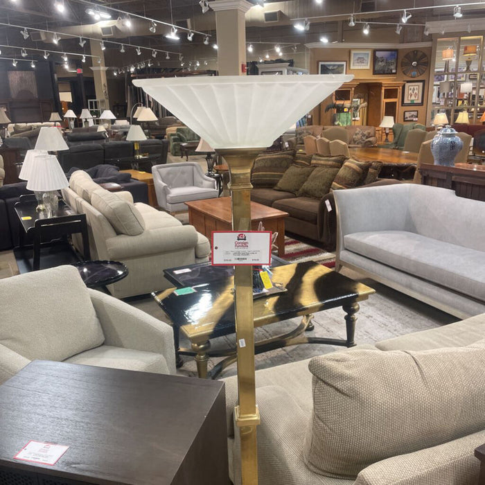 Gold Floor Lamp w/ Porcelain Shade(SK)
