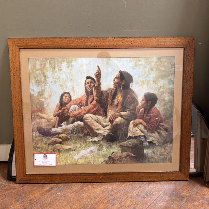 Large Rustic Framed Native Art(SK)