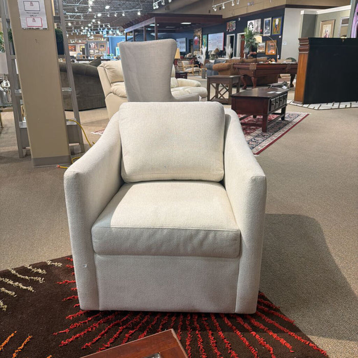 White Fabric Swivel Accent Chair(BTK)