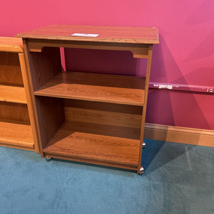 Low Oak Bookshelf on Wheels(SK)