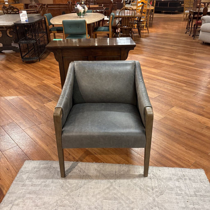 Tan Leather/Wood Accent Chair(ALK)