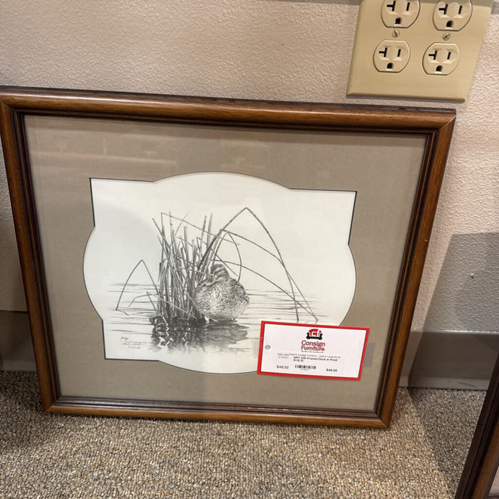DW Framed Duck in Pond Art(LS)