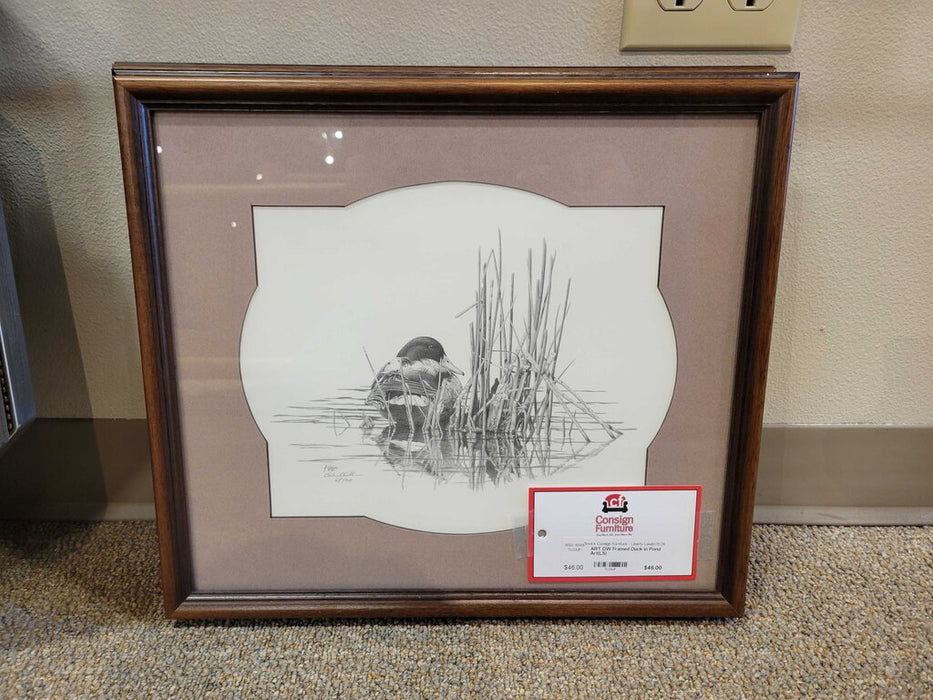 DW Framed Duck in Pond Art(LS)