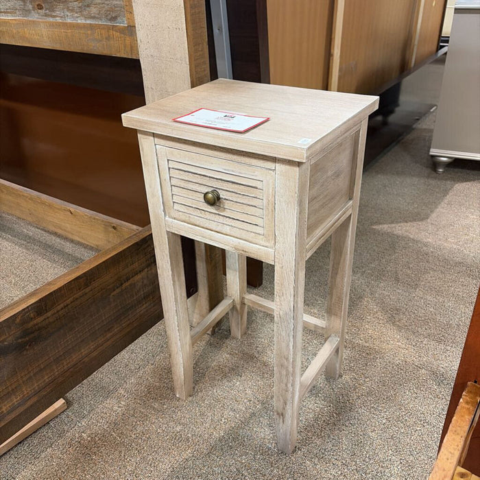 Tall 1-Drawer White Nightstand(AT)