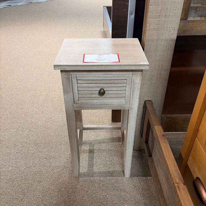Tall 1-Drawer White Nightstand(AT)