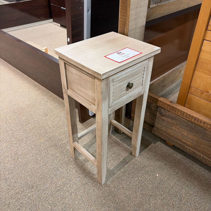 Tall 1-Drawer White Nightstand(AT)