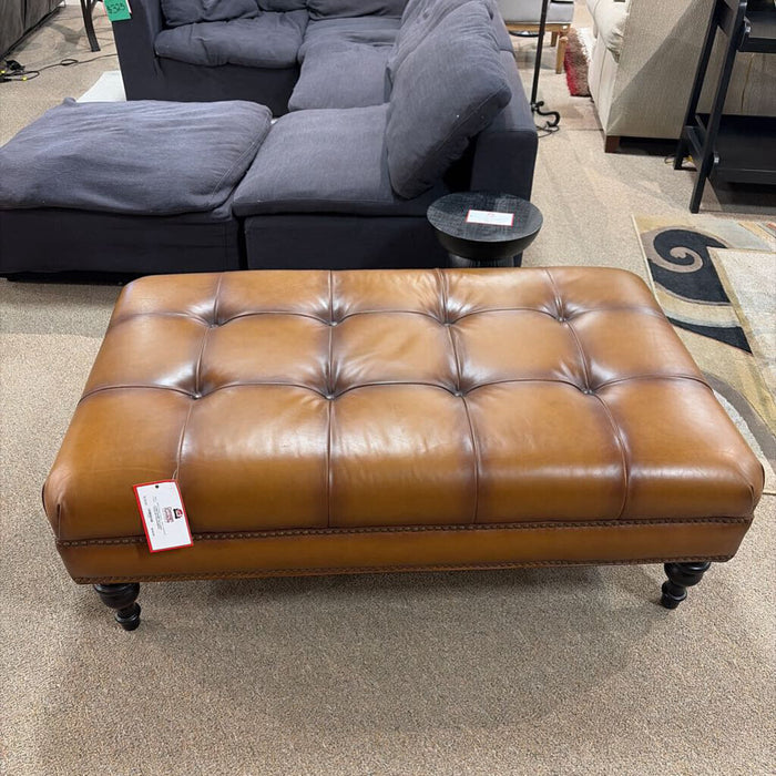 Tan Leather Tufted NH Ottoman(BAH)