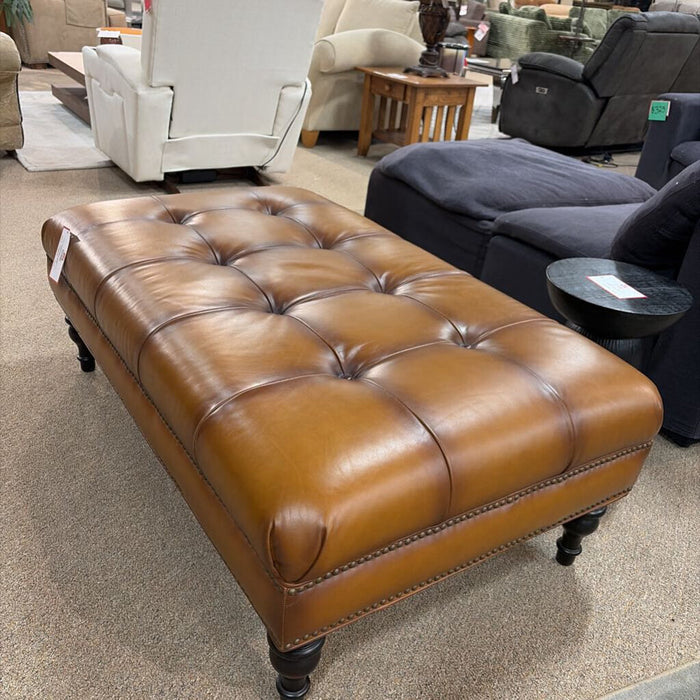 Tan Leather Tufted NH Ottoman(BAH)
