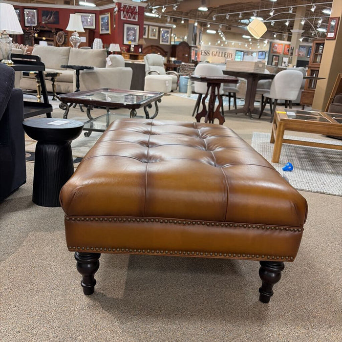 Tan Leather Tufted NH Ottoman(BAH)