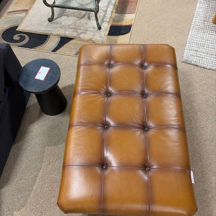 Tan Leather Tufted NH Ottoman(BAH)
