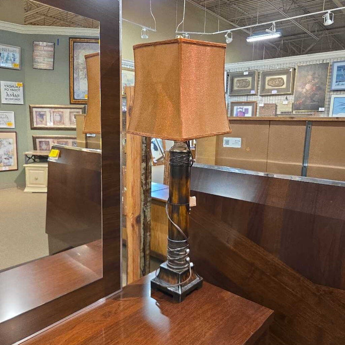 Metal Brown Banded Table Lamp(KL)