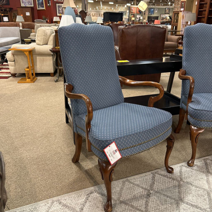 Blue Patterned Fabric Armchair(AT)