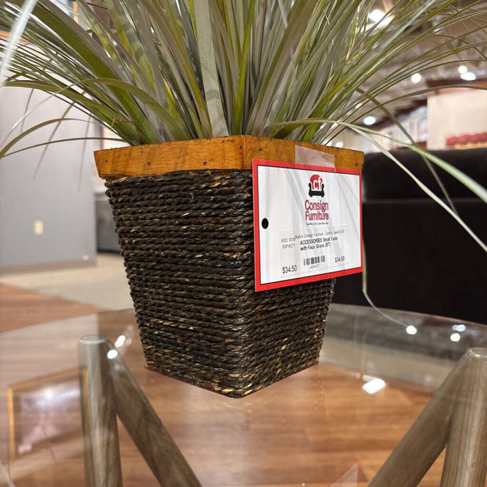 Small Vase with Faux Grass (BT)