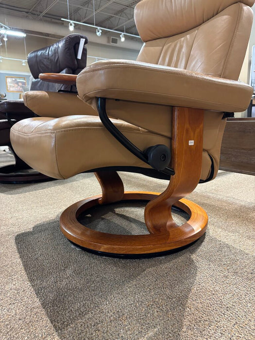 Tan Stressless Chair + Ottoman (BLMH)