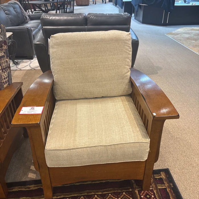 Mission-Style Tan Fabric Chair(KHK)