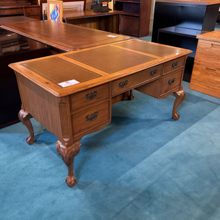 Antique 3-Drawer Desk w/ Leather(BAH)