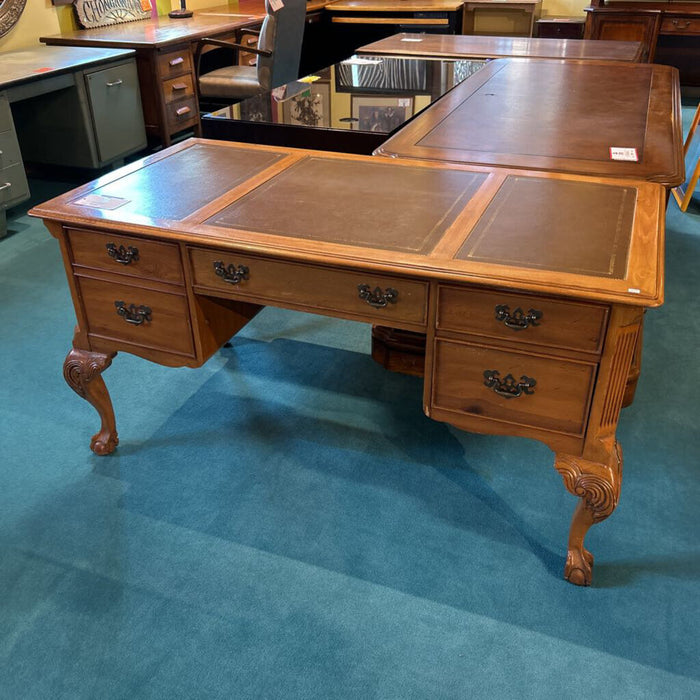 Antique 3-Drawer Desk w/ Leather(BAH)