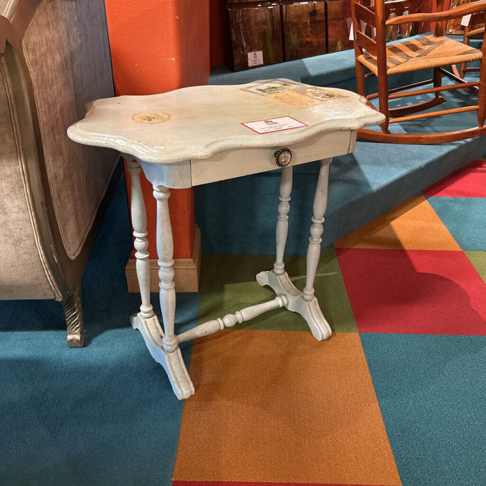 1-Drawer Light Blue Antique Table(AT)