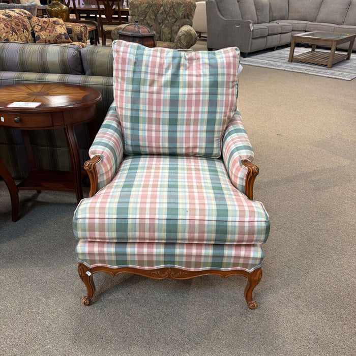 Plaid/Wood Accent Chair(KL)