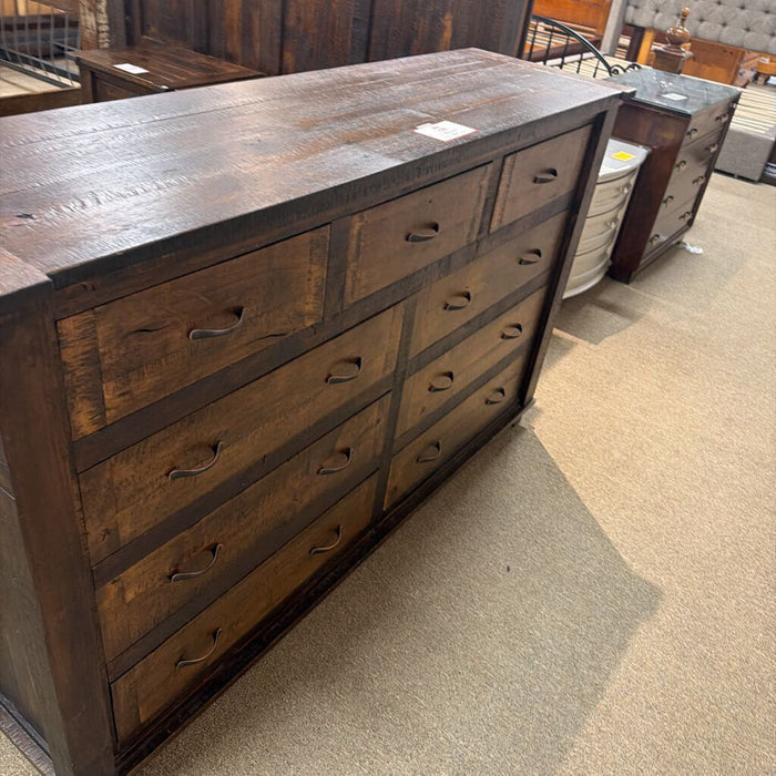 9-Drawer Rustic Dresser/Mirror(BLLK)