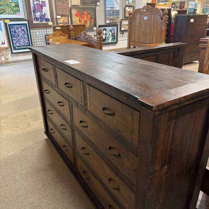 9-Drawer Rustic Dresser/Mirror(BLLK)