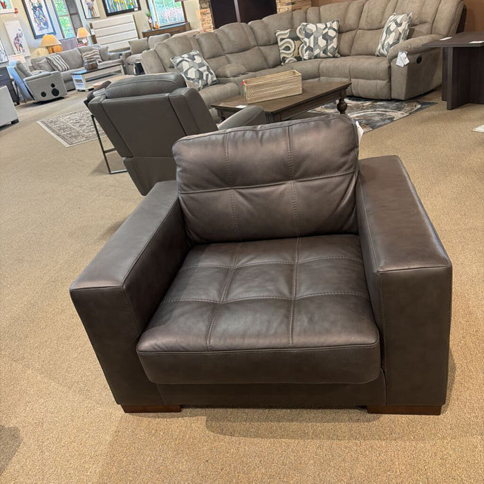 Brown Leather Oversized Chair(ALK)