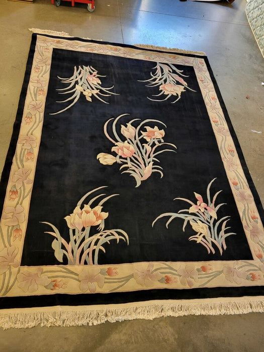 Large Black Floral Rug(LSH)