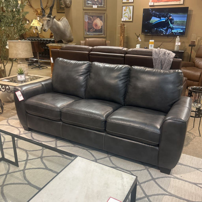 Grey Leather Sofa (IIH)