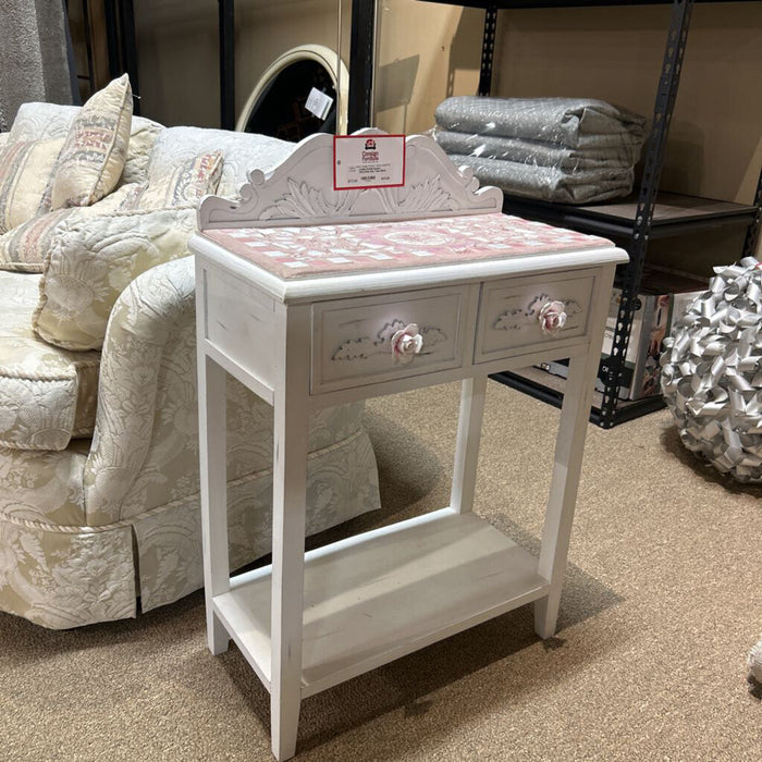 Painted White/Pink Side Table (BHA)