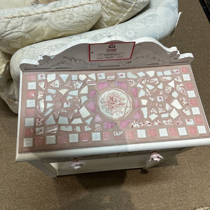 Painted White/Pink Side Table (BHA)