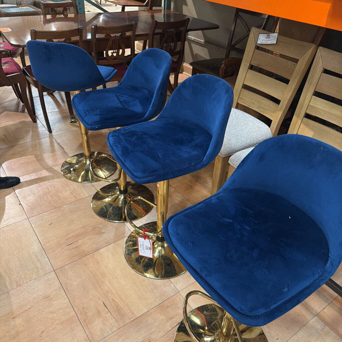 S/4 Swivel Blue/Gold Stools(BAI)
